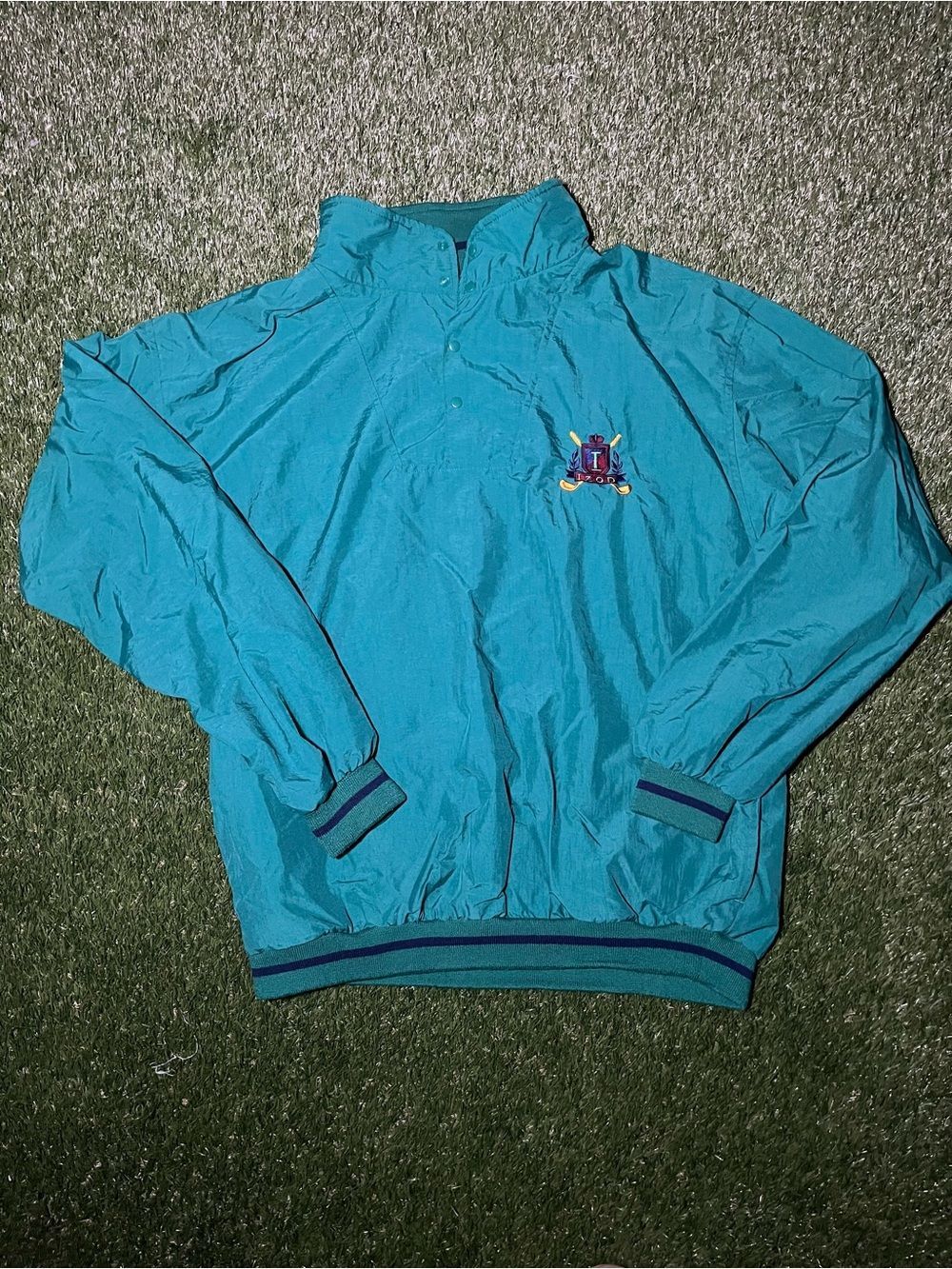 IZOD Golf Jacket Mens L Green Vintage Windbreaker Dadcore Preppy